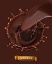 Chocolate flow, drops and splash. vector icon Royalty Free Stock Photo
