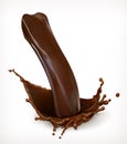 Chocolate flow, drops and splash Royalty Free Stock Photo