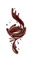 Chocolate flow, falling drops and splash, 3d vector Royalty Free Stock Photo