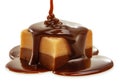 Chocolate flow on Fudge. Royalty Free Stock Photo