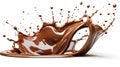 Chocolate flow isolated on white background close up Generative AI Royalty Free Stock Photo