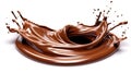 Chocolate flow isolated on white background close up Generative AI Royalty Free Stock Photo