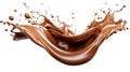 Chocolate flow isolated on white background close up Generative AI Royalty Free Stock Photo