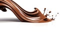 Chocolate flow isolated on white background close up Generative AI Royalty Free Stock Photo