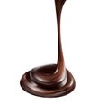 Chocolate flow on white background