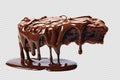 chocolate flowing on brownie isolated on transparent background Royalty Free Stock Photo