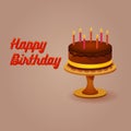 Chocolate Fondant Birthday Cake with Red Piped Lettering Royalty Free Stock Photo