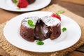 Chocolate fondant (cupcake) Royalty Free Stock Photo
