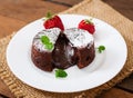 Chocolate fondant (cupcake) Royalty Free Stock Photo