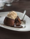 Chocolate fondant lava cake Royalty Free Stock Photo