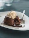 Chocolate fondant lava cake Royalty Free Stock Photo