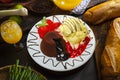 Chocolate fondant lava cake Royalty Free Stock Photo