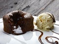 Chocolate fondant lava cake Royalty Free Stock Photo