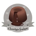 Chocolate fondant traditional French dessert. Colorful illustration in cartoon style