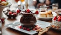 Chocolate fondue with strawberries