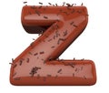 Chocolate font and granules, Delicious letter Z. Alphabet 3d render, isolated on white background, path save. Royalty Free Stock Photo