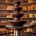 A chocolate fountain cascading over a variety of treats2