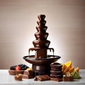 A chocolate fountain cascading over a variety of treats1