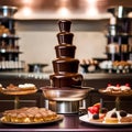 A chocolate fountain cascading over a variety of treats3