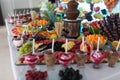 Chocolate Fountain Ice Cream And Fruits For Dessert At Wedding T Royalty Free Stock Photo