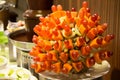 Chocolate fountain and mixed fruit skewer