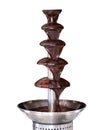 Chocolate fountain on white background