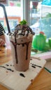 Chocolate Frappe with ice cream chocolate.