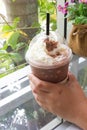 Chocolate frappe with whipped cream