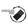 Chocolate Free. Allergen food, GMO free products icon and logo. Intolerance and allergy food. Concept black and simple vector