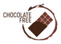 Chocolate Free. Allergen food, GMO free products icon and logo. Intolerance and allergy food. Concept cartoon vector illustration