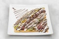 Chocolate & fruits crepe isolated on white background Royalty Free Stock Photo