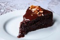 Chocolate fudge cake with almond and sugar glass