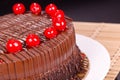 Chocolate Fudge Cake with Cherries Royalty Free Stock Photo