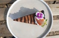 Picture Chocolate Fudge Cake: delicious, rich, sweet, and smooth on the tongue. Royalty Free Stock Photo