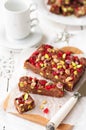 Chocolate Fudge with Glace Cherries, Pistachios an Royalty Free Stock Photo