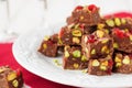 Chocolate Fudge with Glace Cherries, Pistachios and Coconut Royalty Free Stock Photo