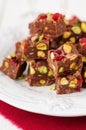 Chocolate Fudge with Glace Cherries, Pistachios and Coconut Royalty Free Stock Photo