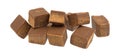 Chocolate fudge pieces on a white background Royalty Free Stock Photo