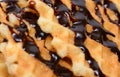Chocolate fudge with vanilla waffle cookie Royalty Free Stock Photo