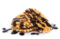 Chocolate fudge with vanilla waffle cookie Royalty Free Stock Photo