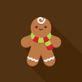 Chocolate Gingerbread Character with Red and Green Scarf Royalty Free Stock Photo