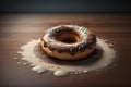 Chocolate glazed donut with sprinkles. Ai generative