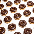 Chocolate glazed donuts pattern isolated on transparent background
