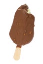 Chocolate glazed icecream escimo with nuts isolated on the white background Royalty Free Stock Photo