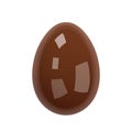 Chocolate Glossy Easter Egg isolated on white background. Realistic eggshell. 3d decorative object for easter decoration. 3d