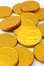 Chocolate gold coins, scattered Royalty Free Stock Photo