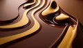 Chocolate with gold liquid swirls or spin pouring.for demonstration food background.ai generated images Royalty Free Stock Photo