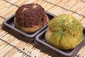 Chocolate and green tea choux cream Royalty Free Stock Photo