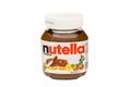 Chocolate hazelnut spread jar Nutella by Italian company Ferrero isolated on white background Royalty Free Stock Photo