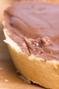 Chocolate hazelnuts cream on the bread, closeup macro image Royalty Free Stock Photo